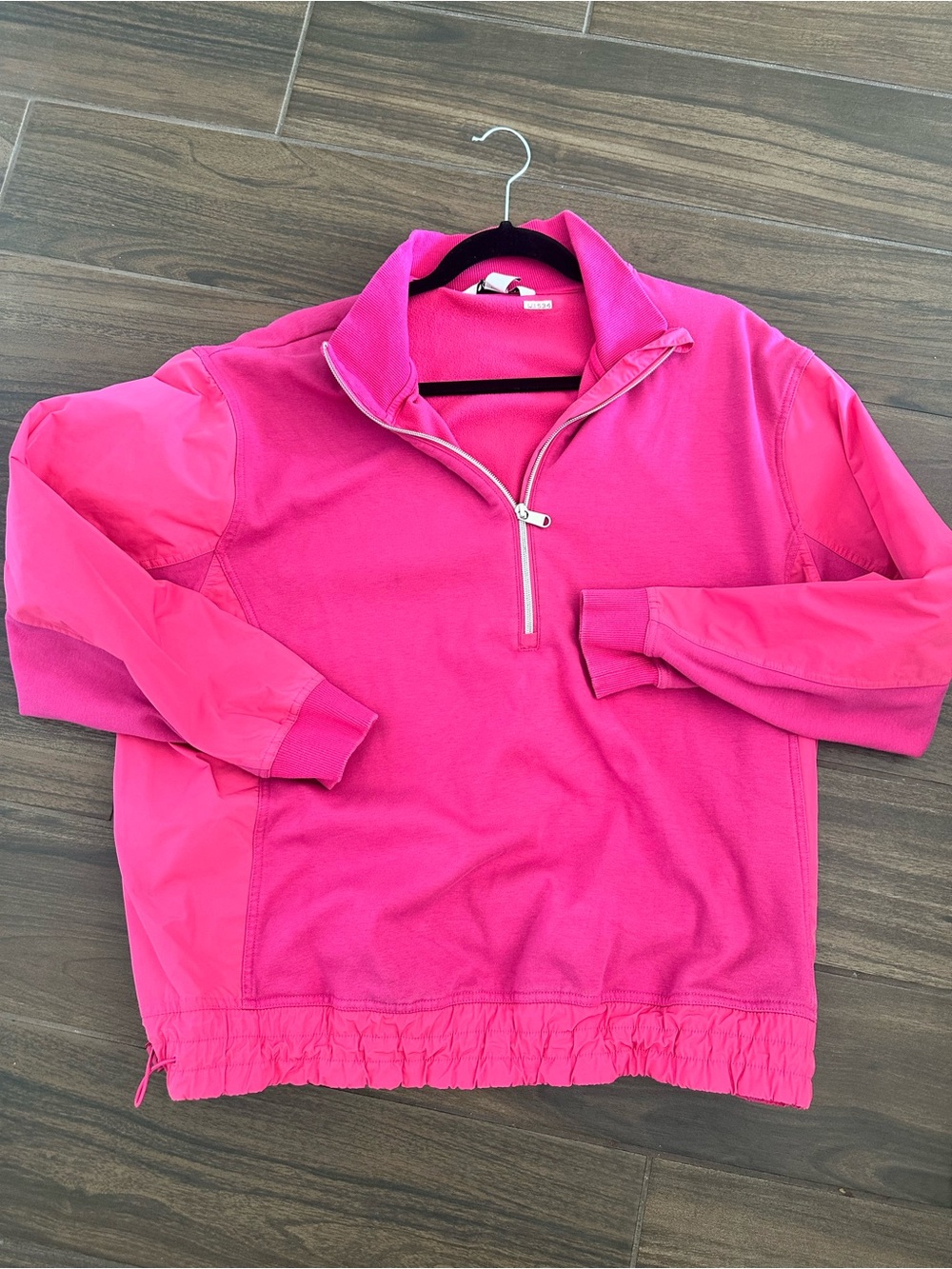 Athleta Bright Hot Pink Quarter-Zip Pullover Wind Jacket L